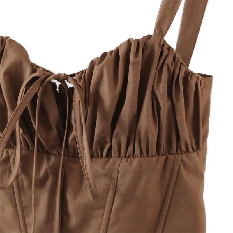 Vintage Senior Light Luxury Temperament Sling Suit Dark Brown Fake Two Piece T Shirt