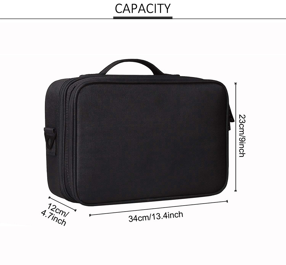 Multifunction Nylon Large Cosmetic Case With Adjustable Dividers