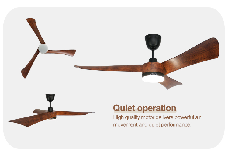 110-240V/50Hz-60Hz LED Ceiling Fan with Remote Control and Wooden Blades by 1stshine