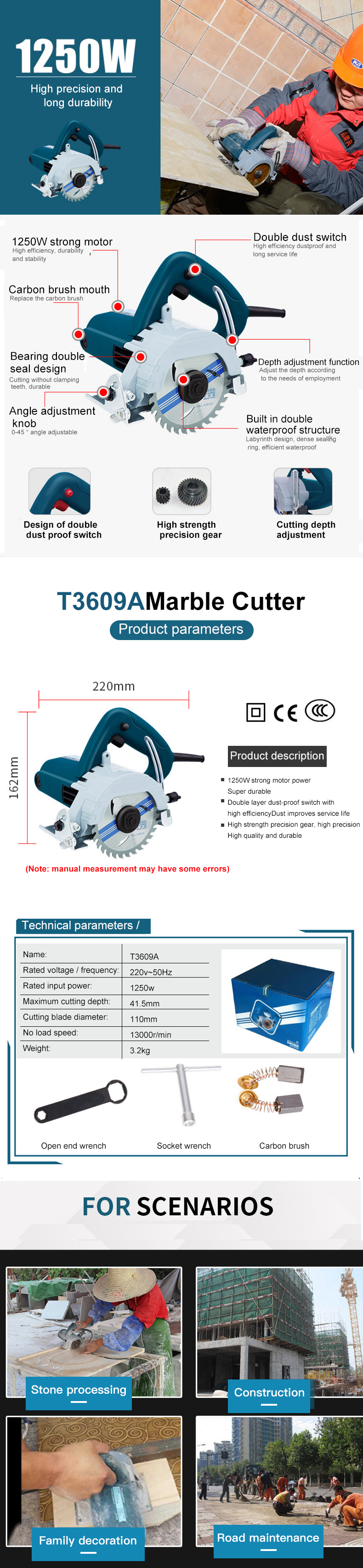 Multifunctional cutting machine stone wood floor tile ceramic tile cutting machine mixed marble machine power tools