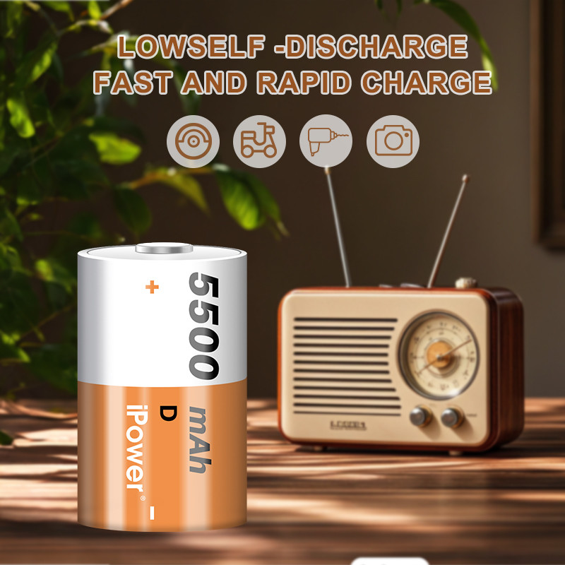 Eco Friendly NiMH Battery 5500mAh 1.2V Rechargeable D Batteries With Charger