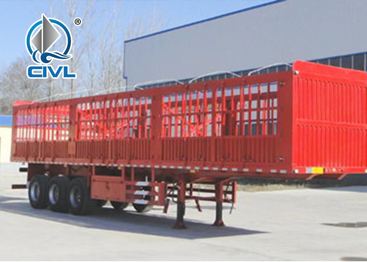 Red Cargo Semi Trailer Trucks Semitrailer Series 13m Three Axle Cargo Semitrailer