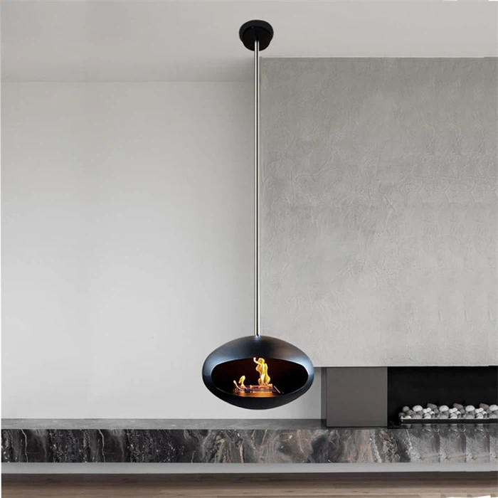 Indoor Free Standing Real Fire Ethanol Fireplace Corten Steel Material