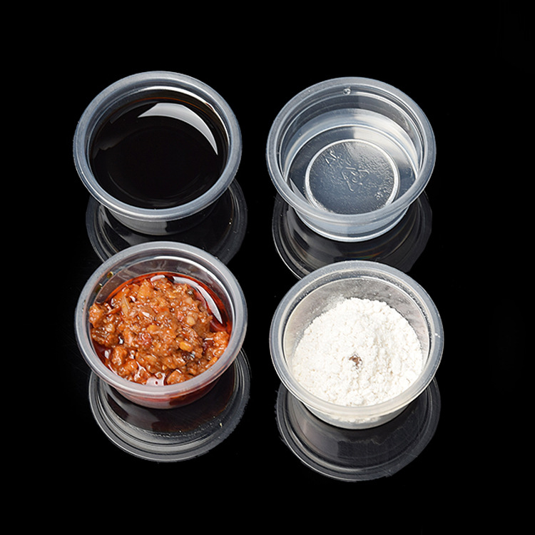 Disposable Take Away Sauce Cups Tasting Drinking Thickened Clear Plastic Cup with Lid
