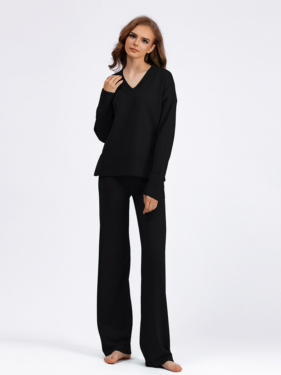 Women s Sweaters s Latest and Fashionable Product 2024 autumn/winter V-neck loose casual sweater pullover two-piece set