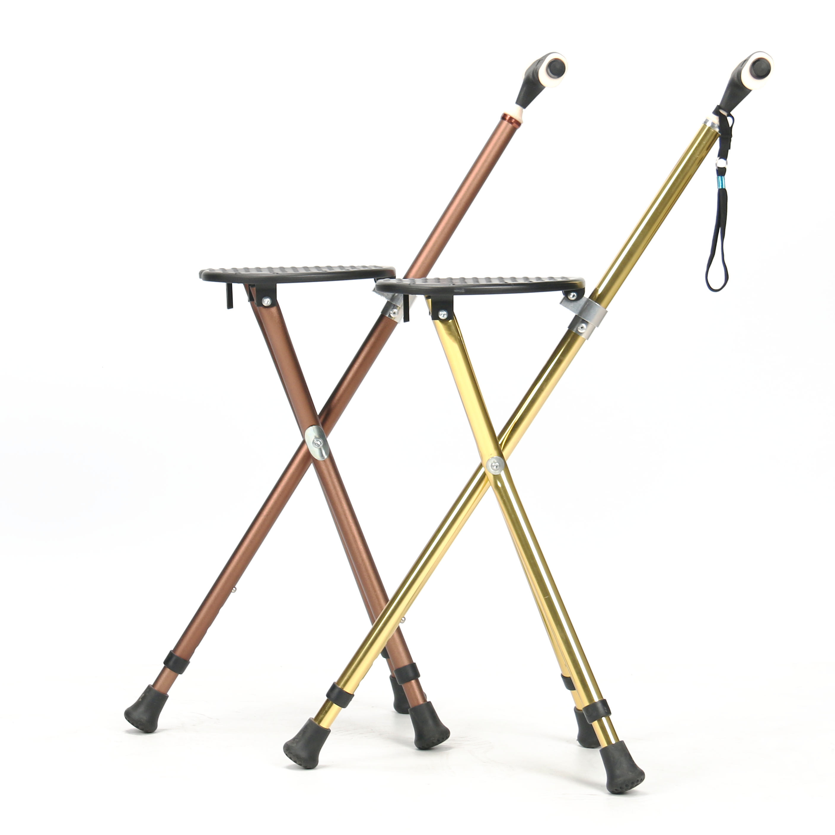 88cm Walking Aid Walker Flashlight Handle Four Feet Aluminum Frame Steel Stand Crutches