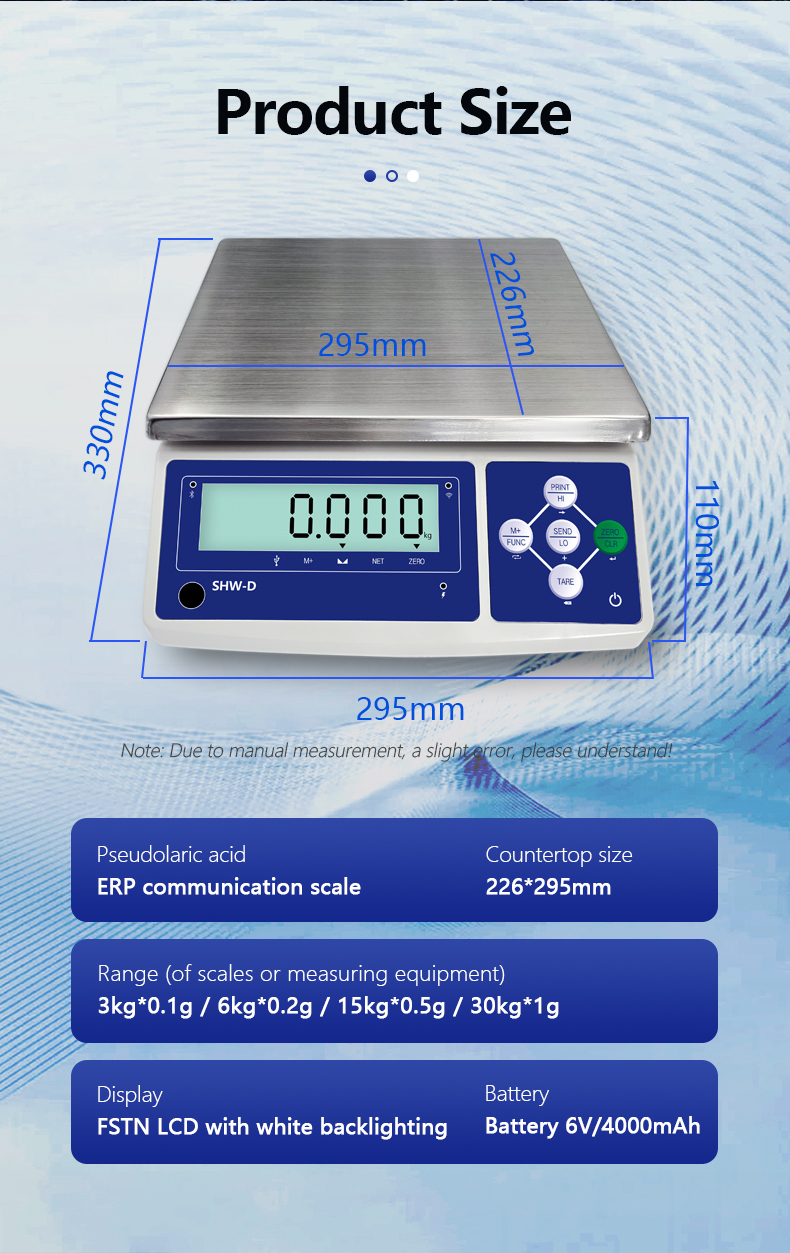 SHWDL-4G 3-30KG Industrial Weighing Scale with LCD Display High Precision Table Scale