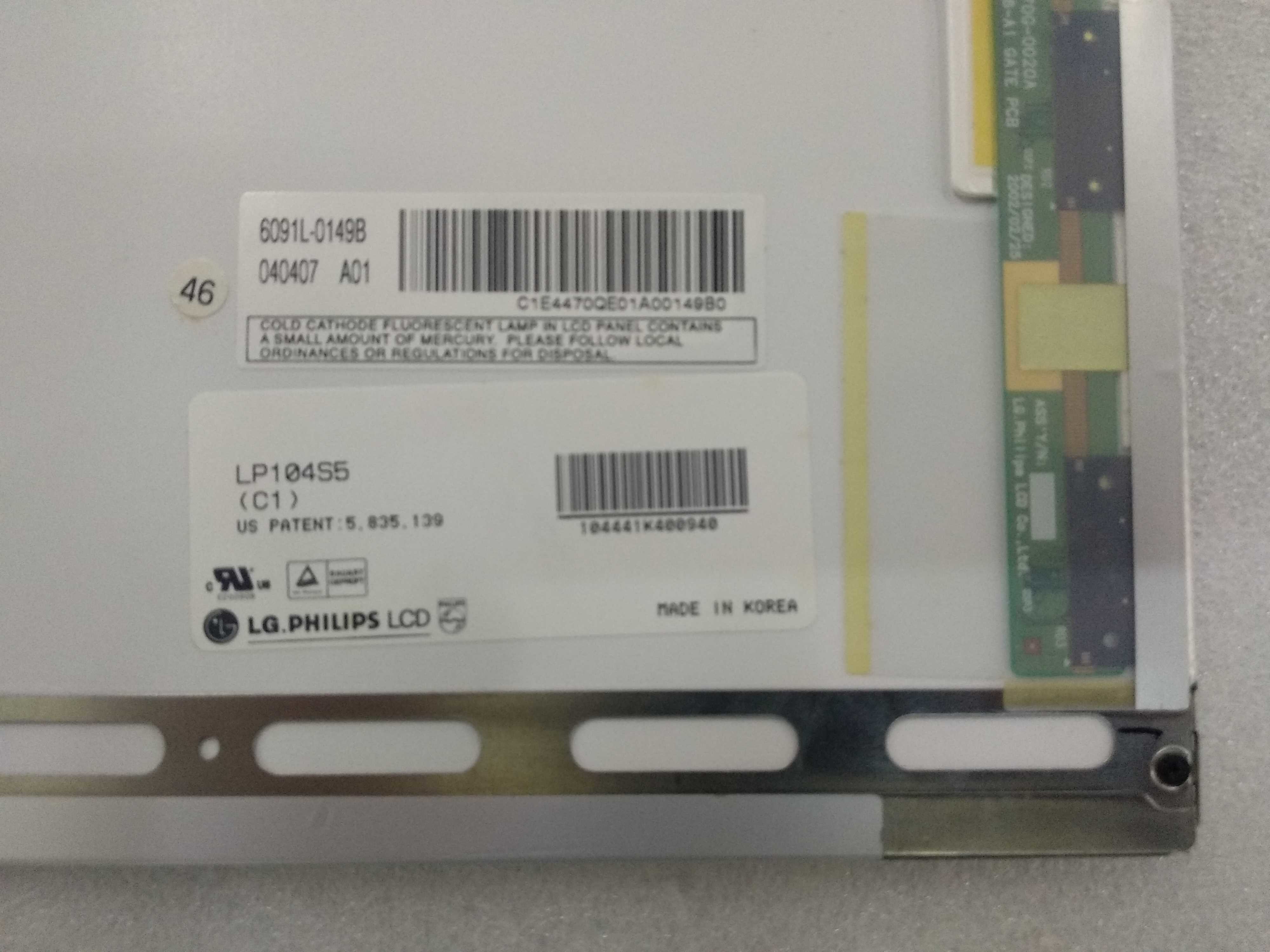 LP104S5-C1 LG. LCD 10.4" 800(RGB)×600 220 cd/m² INDUSTRIAL LCD DISPLAY