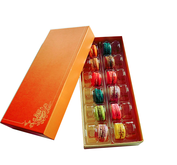 CMYK Printing 900g Grey Cardboard Paper Gift Box 24pcs Macaron Shipping Containers