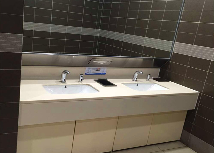 Botticino Beige Marble Bathroom Countertops Durable With Rectangle Sinks