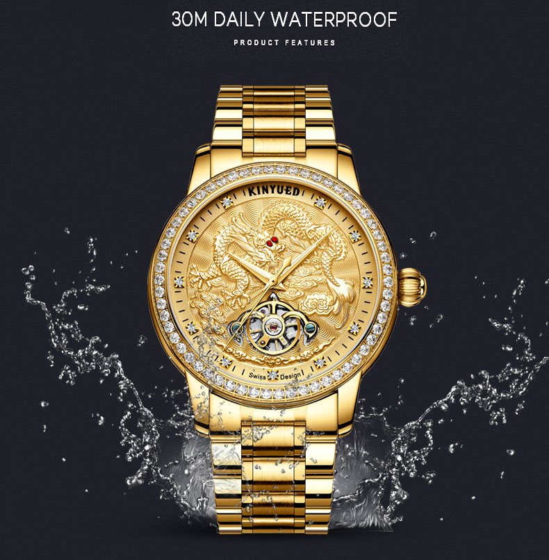 KINYUED Men Mechanical Watches Brand Luxury Men'S Automatic Tourbillon Wristwatches
