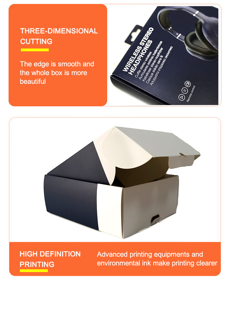 Luxury Customize Logo Earphone Packaging Box Foldable Cardboard Box With Hanger