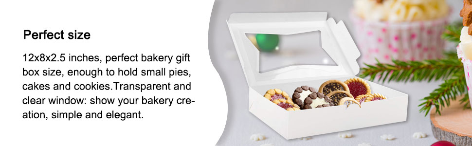 White 12 x12 x12 Cookie Pastry Packing Desserts Cake Donut Box with Clear Window