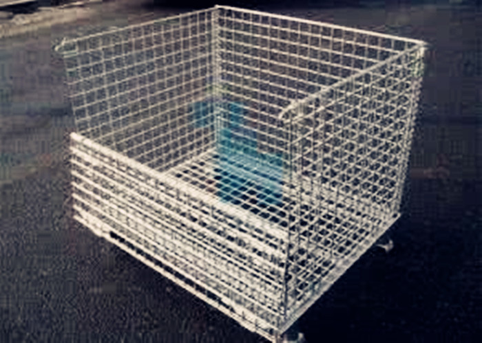 Foldable Rust - Protection Wire Mesh Cages / Wire Mesh Container With Wheels