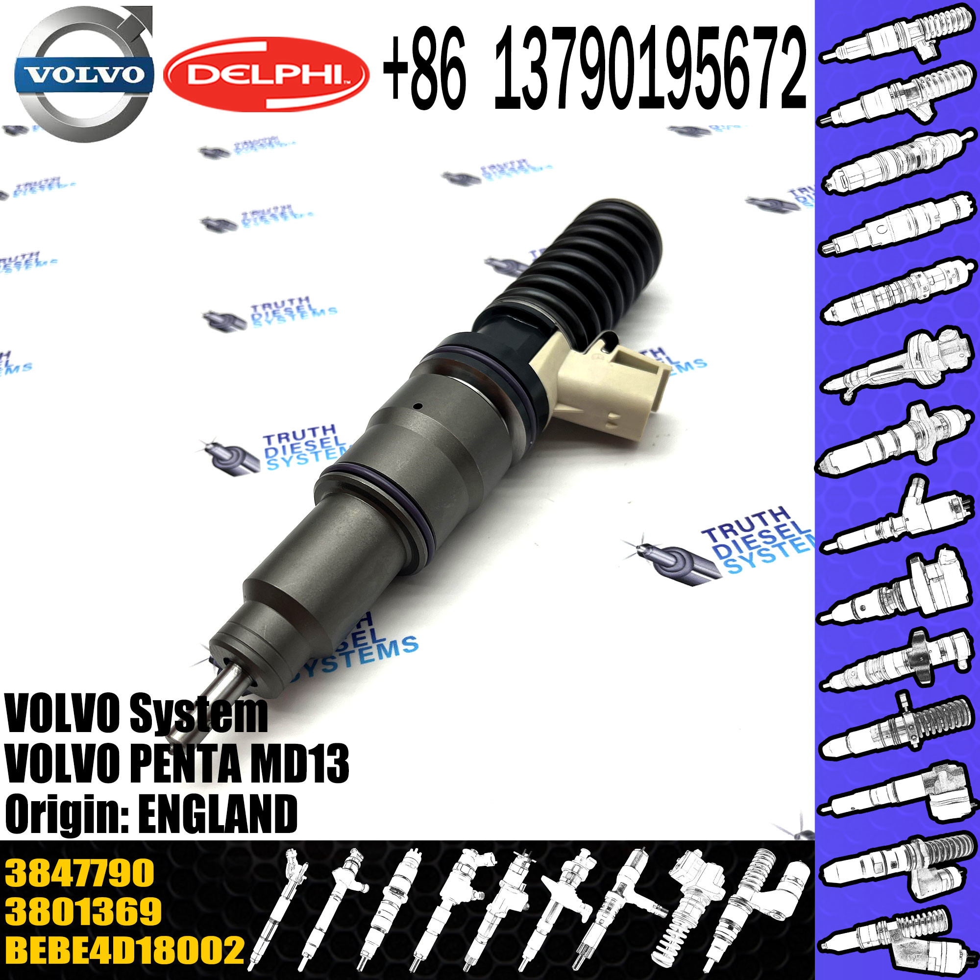 MD13 Diesel Engine Fuel injector BEBE4D18002 3801369 3847790 for VOL penta P1468