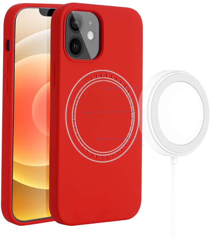 Magnetic Circle Soft Magnetic Phone Case For IPhone 12 Pro Max 12 Mini Liquid Silicone Built-In Magnetic Coil Soft Cover