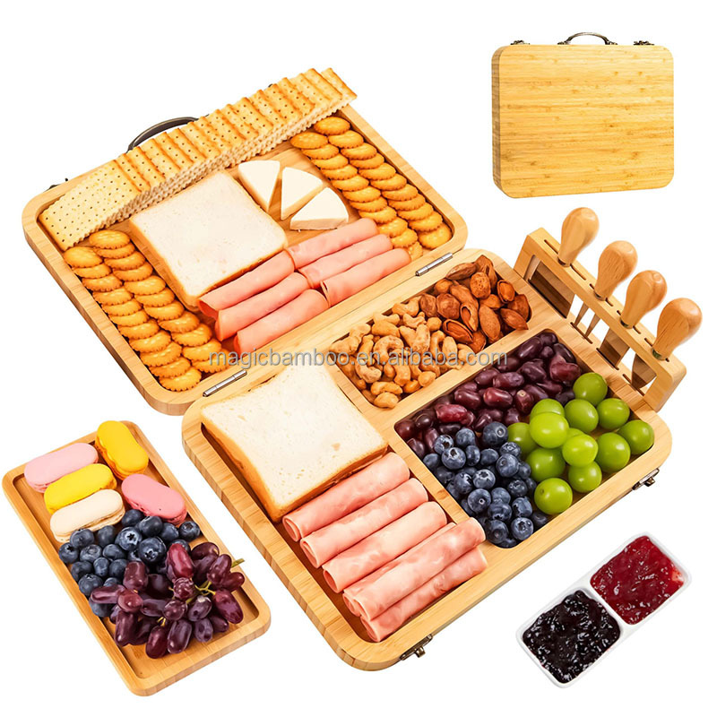 Foldable Sustainable Bamboo Charcuterie Board Knife Set for Entertaining Occasions