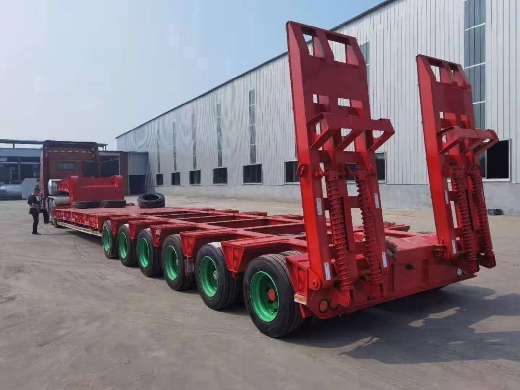 3 Axles Lowbed Chassis 80 Ton Lowbed Trailer Truck Chassis Lowboy Semi Trailer
