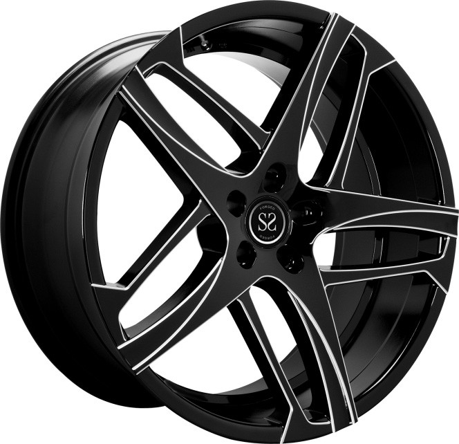 19 inch black machine face chrome 5*120 1 piece forged racing wheels rim