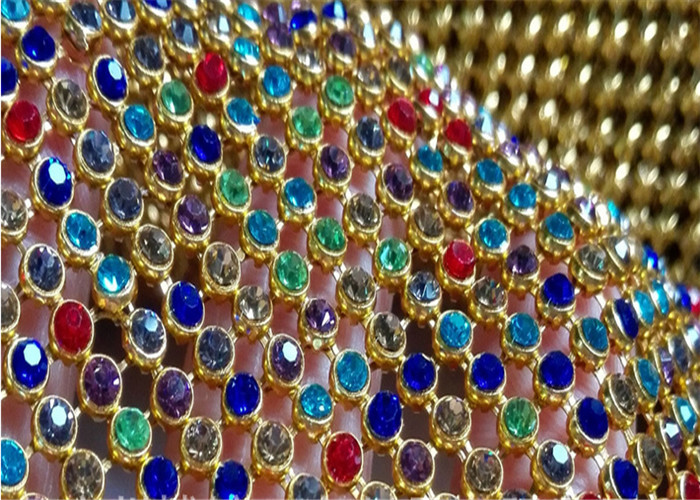 Crystal Sequin Mesh Fabric / Fine Metal Mesh Fabric For Interior Decoration