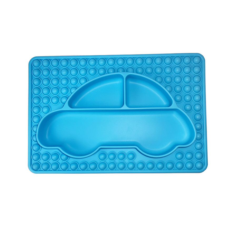 Car Shape Silicone Baby Suction Plate BPA Free Divided Dinner Plates