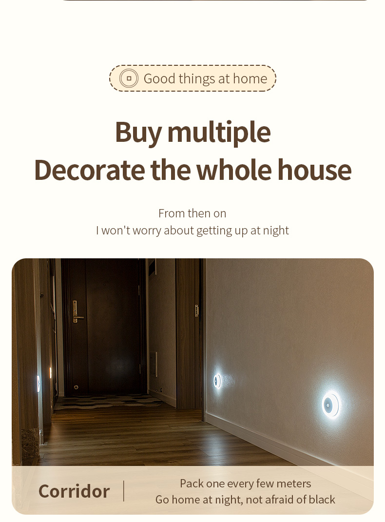 Bedside Motion Sensor LED Light 4100K Usb Charged Night Light