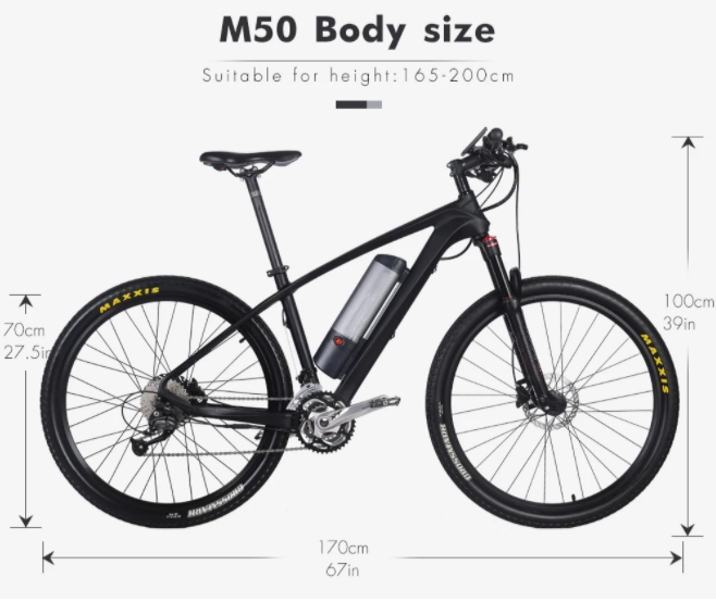 30 - 50Nm Torque Carbon Fibre Electric Mountain Bike With 250W Rear Hub Motor 27 Speed