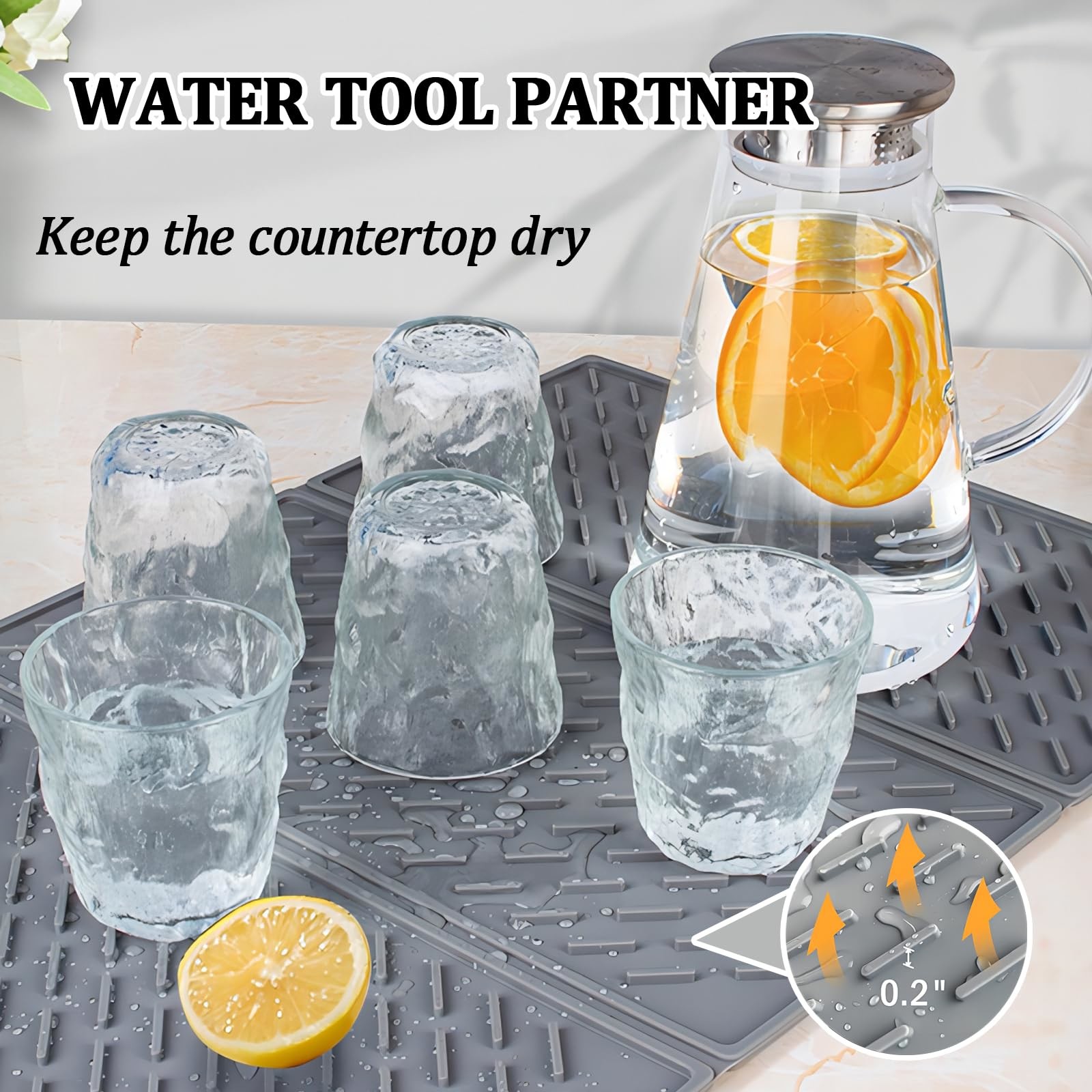Silicone Collapsible Trifold Dish Drying Mat For Kitchen Counter Extra Large Dish Drainer Mat Compact &Foldable Design