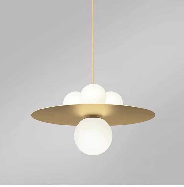 Nordic Minimalist Modern Glass Restaurant Small Chandelier Pendant Wrought Iron Lamp