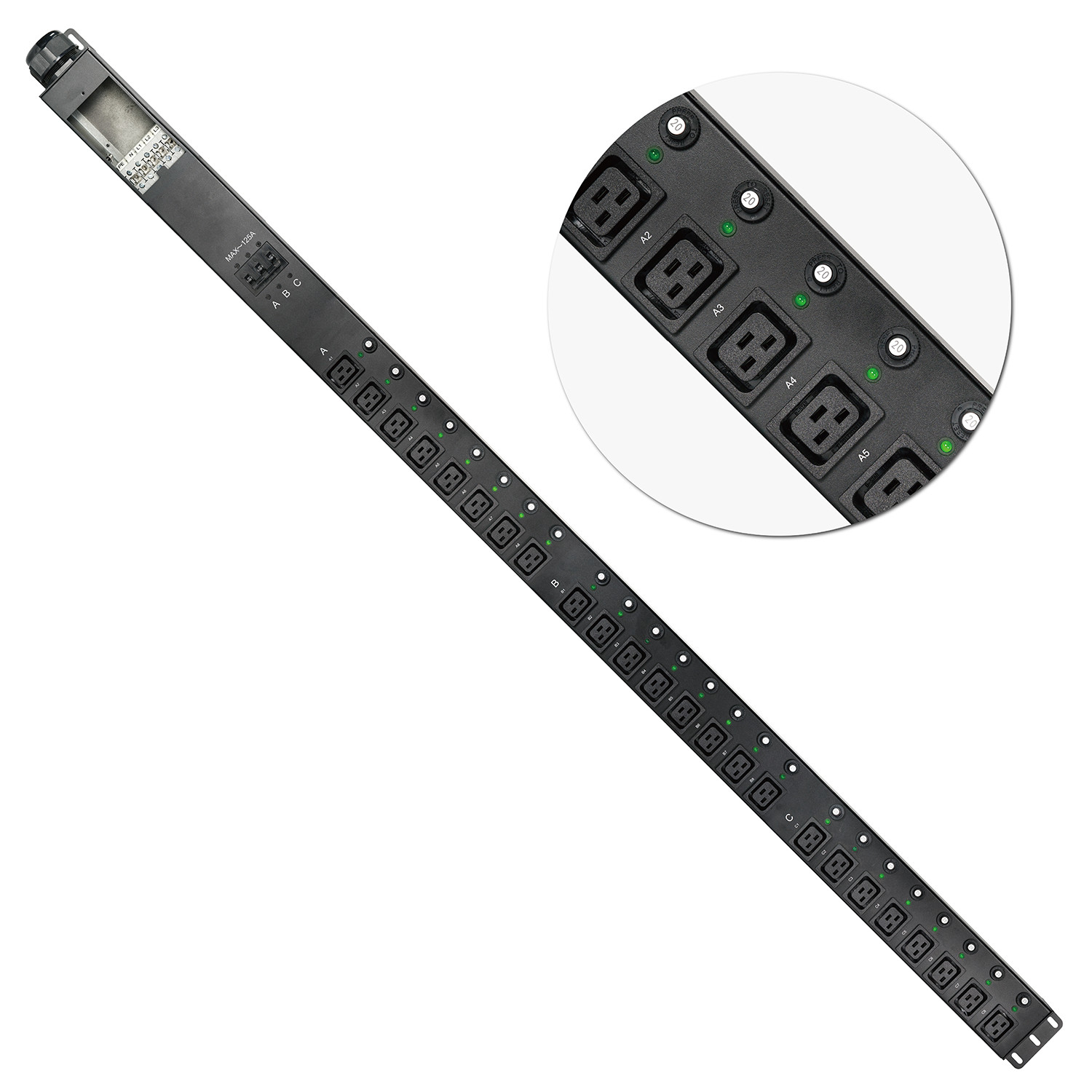 3phase 415v/240v 18port 24port C19 PDU with Individual breaker mining PDU