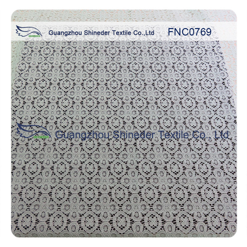 ±150CM Charming Nylon Cotton Lace Fabric AZO Free Dyeing 76.5% Nylon + 23.5% Cotton