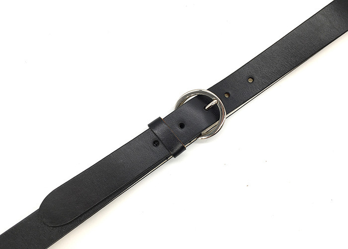 Round Buckle 140CM Womens Genuine Leather Belt Print Logo
