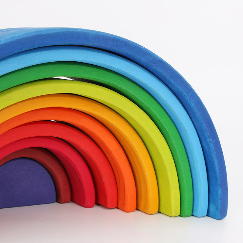 Brown 18cm Rainbow Wooden Building Blocks Toy Creative Educational