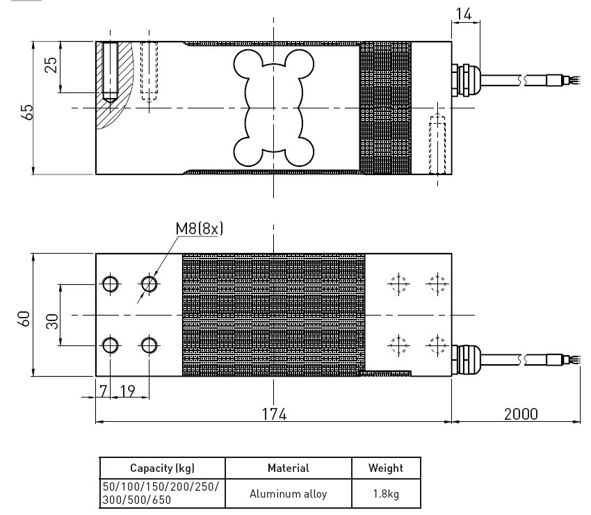 Aluminum Single Point Strain Gauge Load Cell With High Capacity 50kg - 650kg