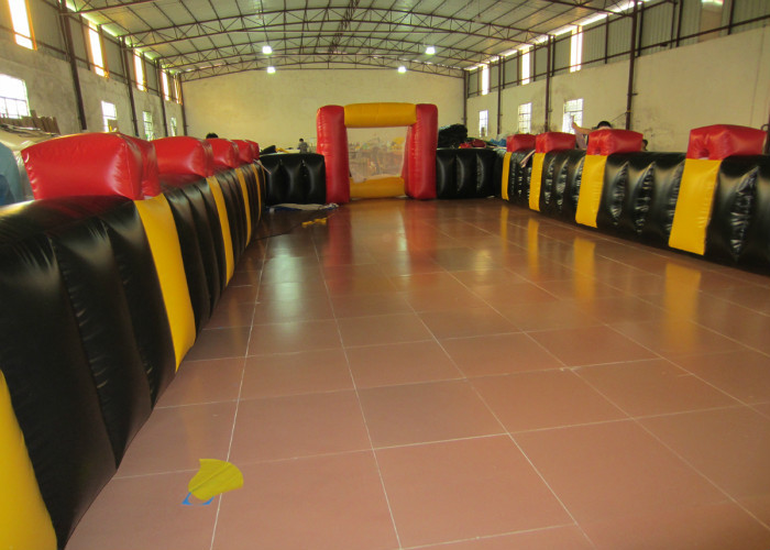Funny Football Yard Inflatables , Blow Up Soccer Field 12 X 6m Fire Resistance