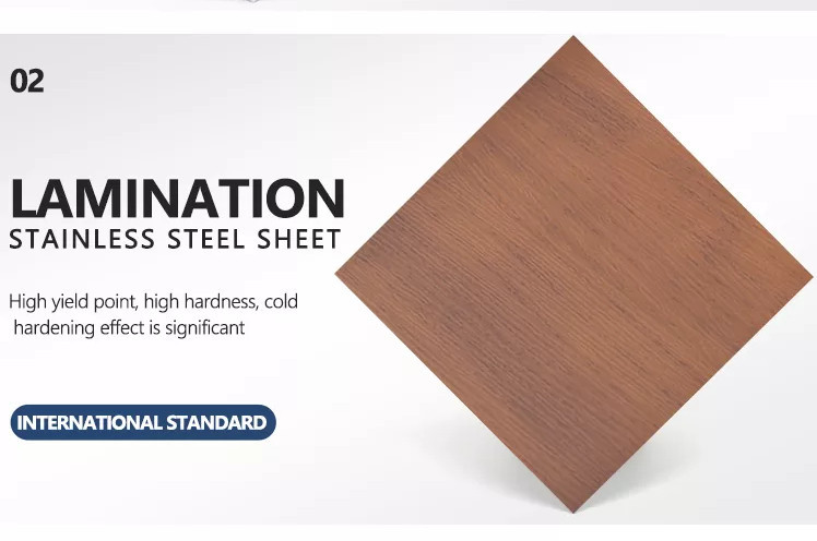 Wood Grain Pvc Film Decorative Stainless Steel Sheet Lamination SS Plates