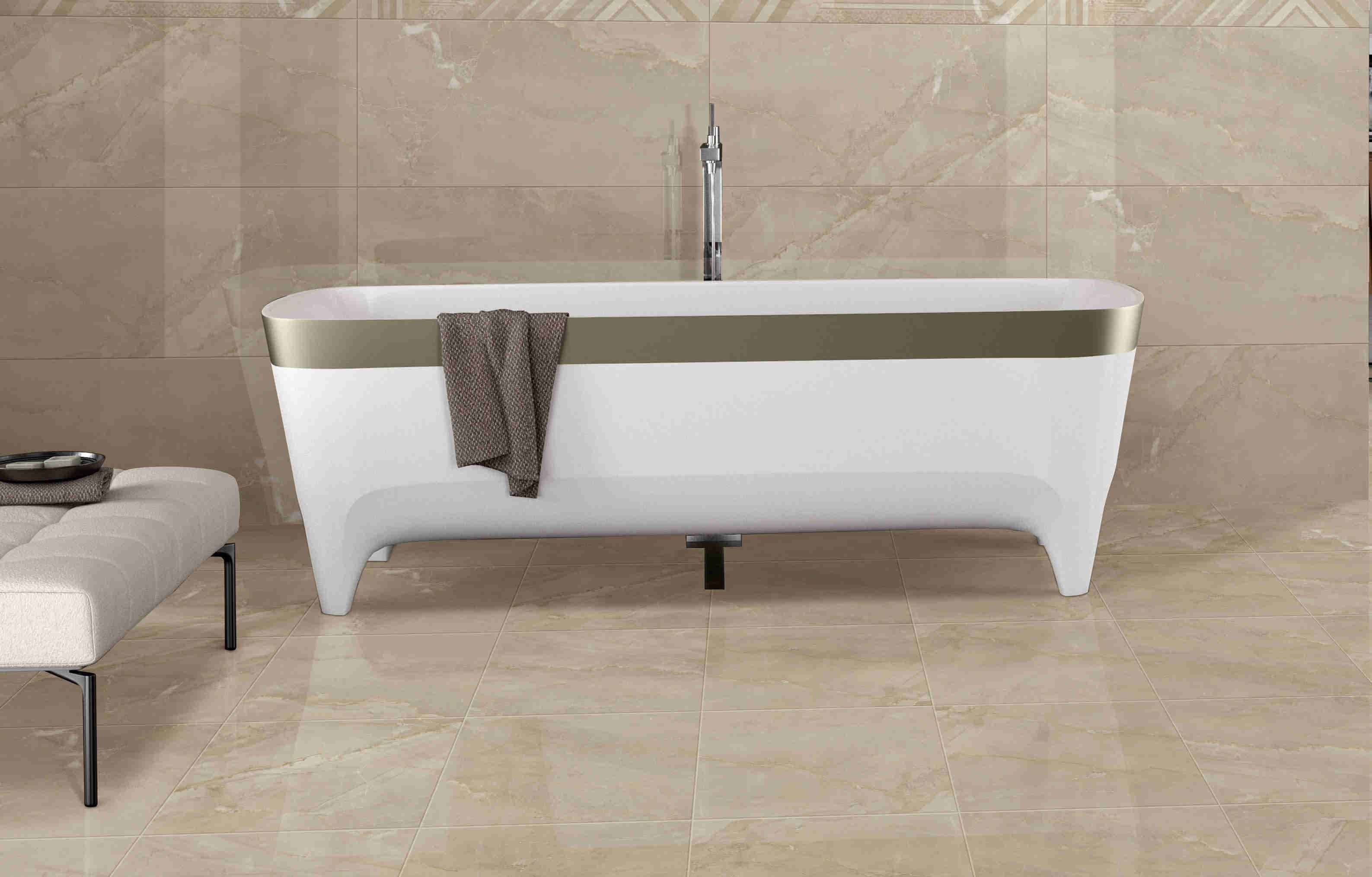 Grey Marble Effect Ceramic Wall Tiles 400*800mm Size Interior Glazed