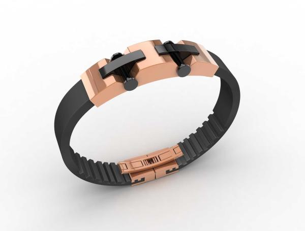Top Quality Europe Fashion Stainless Steel Genuine Leather Silicone Bangle