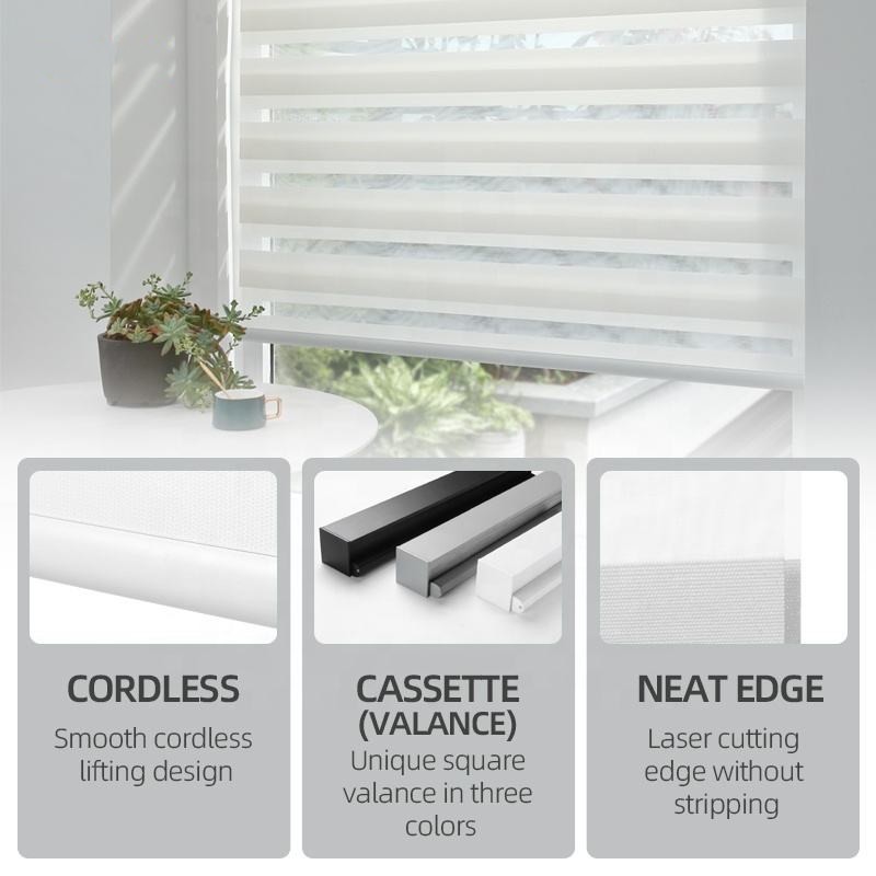 Crease Free Cordless Curtain Blinds Zebra Smart Shades Waterproofing