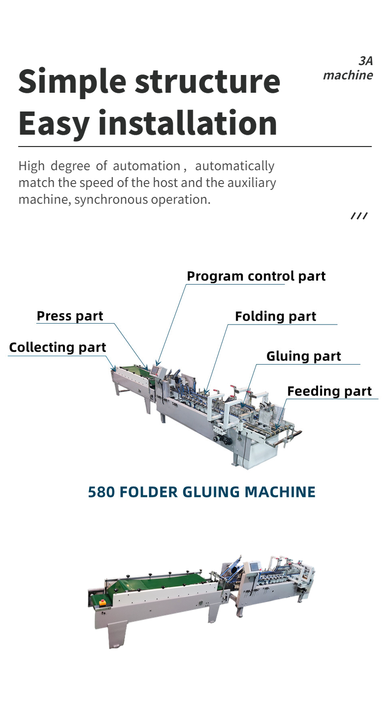 3ACQ-580D Folding and Gluing Machine Box Folding Machine for Packaging Material Wood