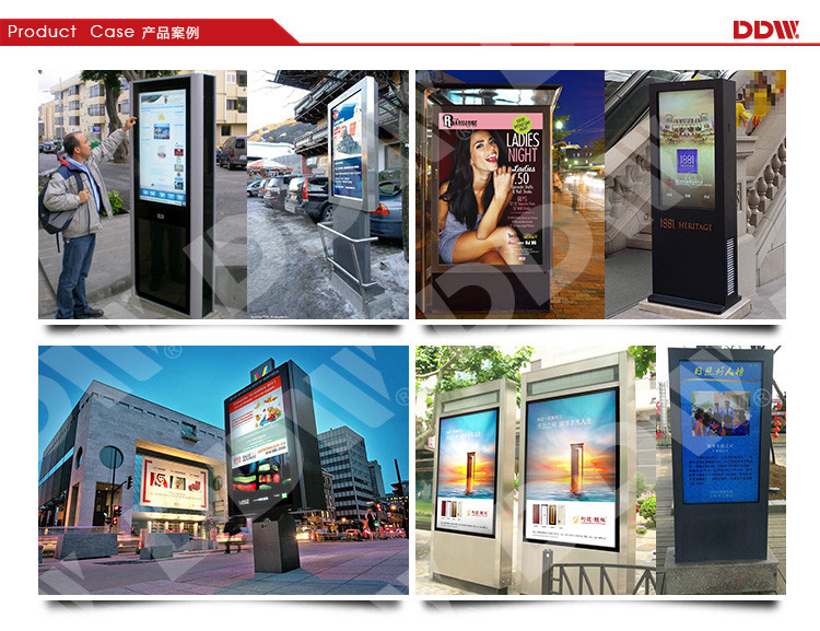 2000 Nits 55" Floor Standing Outdoor Digital Signage Kiosk With Fan Cooling System