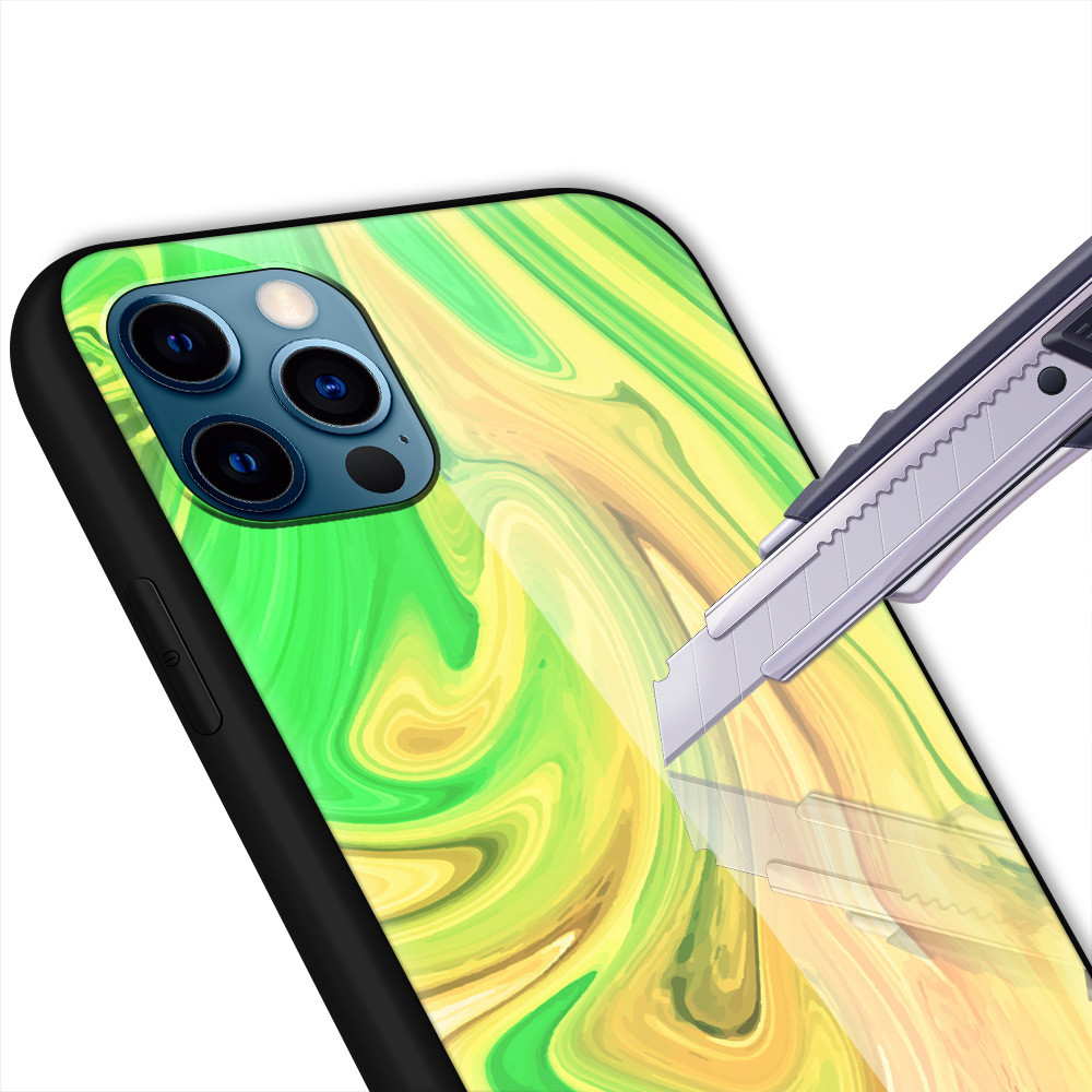 Glass Marble Phone Case Scratch Proof Soft Bumper Half Wrapped For Iphone