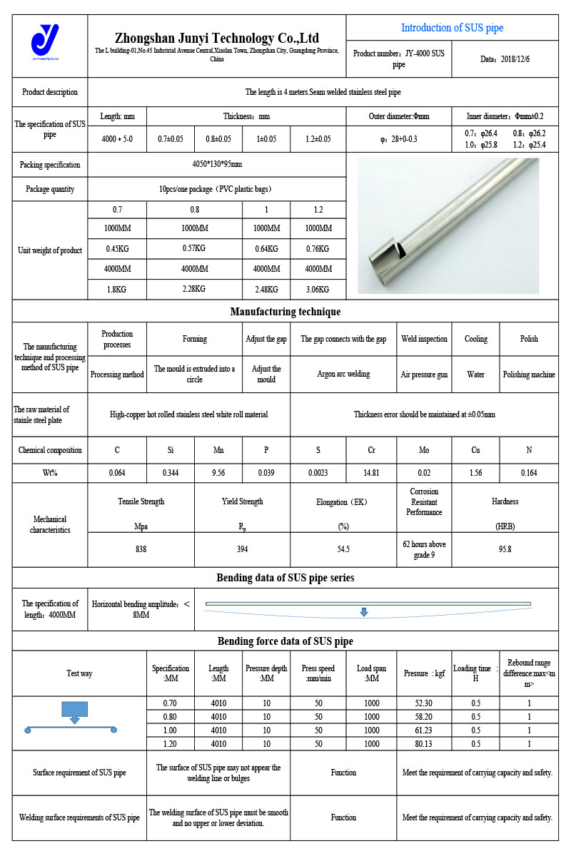 L4000mm 201 430 304 Stainless Steel Pipes And Tubes 27.8mm Dia