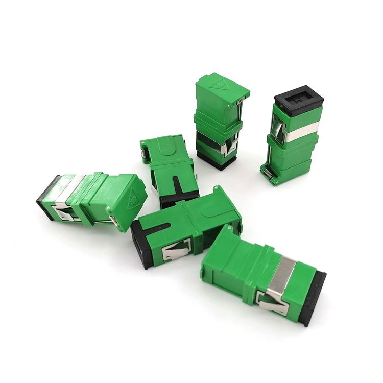 Green Shell Sc/apc Simplex Adapter Fiber Optic Adapter With Auto Shutter