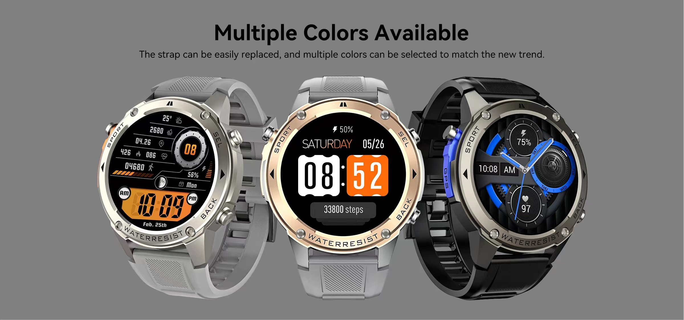 DM56 Sport Smart Watch 1.43inch AMOLED Display GPS 5ATM Waterproof 500mAh Battery
