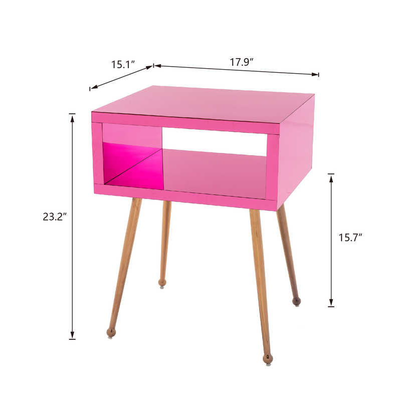 Peach Color Mirror Coffee Bedside Table 17.91inch Width Long Time Using
