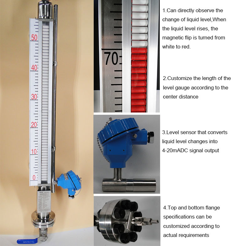 Side Mount Anti Corrosion Magnetic Float Type Level Gauge For Tank
