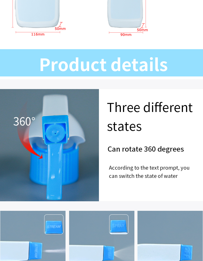 Cleanser Detergent Plastic PE Spray Bottle With Nozzle 950ml 500ml