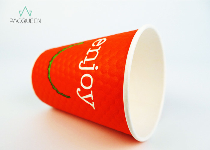 Single Wall Custom Paper Drinking Cups Unique Diamond Patterned Water Based Ink