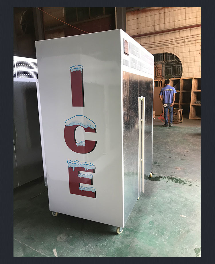 R404a Outdoor Ice Merchandiser Display Air Cooling Ice Cream Merchandiser